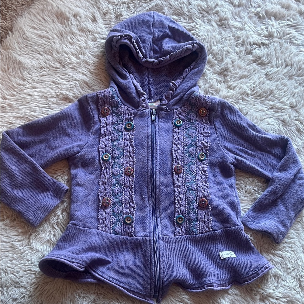 Naartjie Purple Kids Hoodie with Button Accents